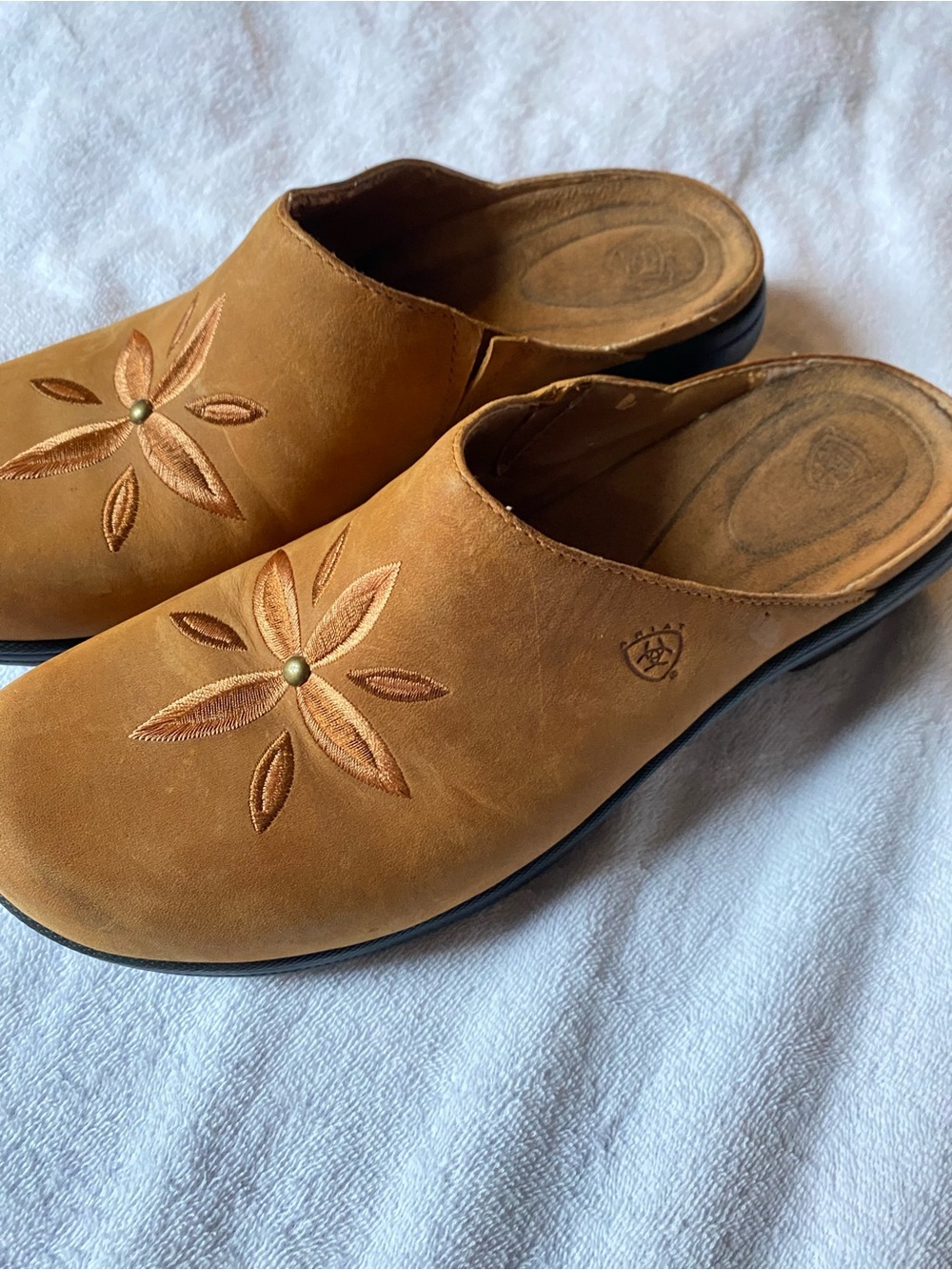 Ariat Slip-On Mules with Floral Stitching